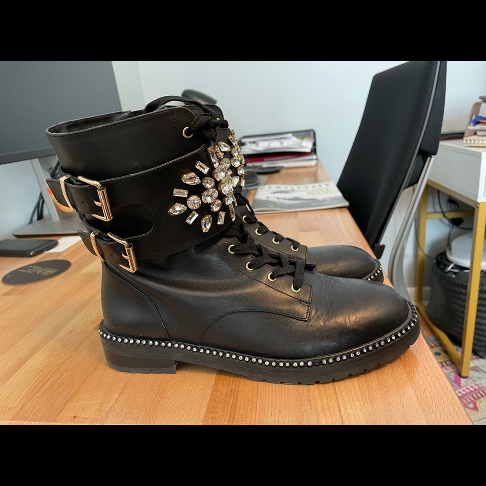 Worn Kurt Geiger combat boots